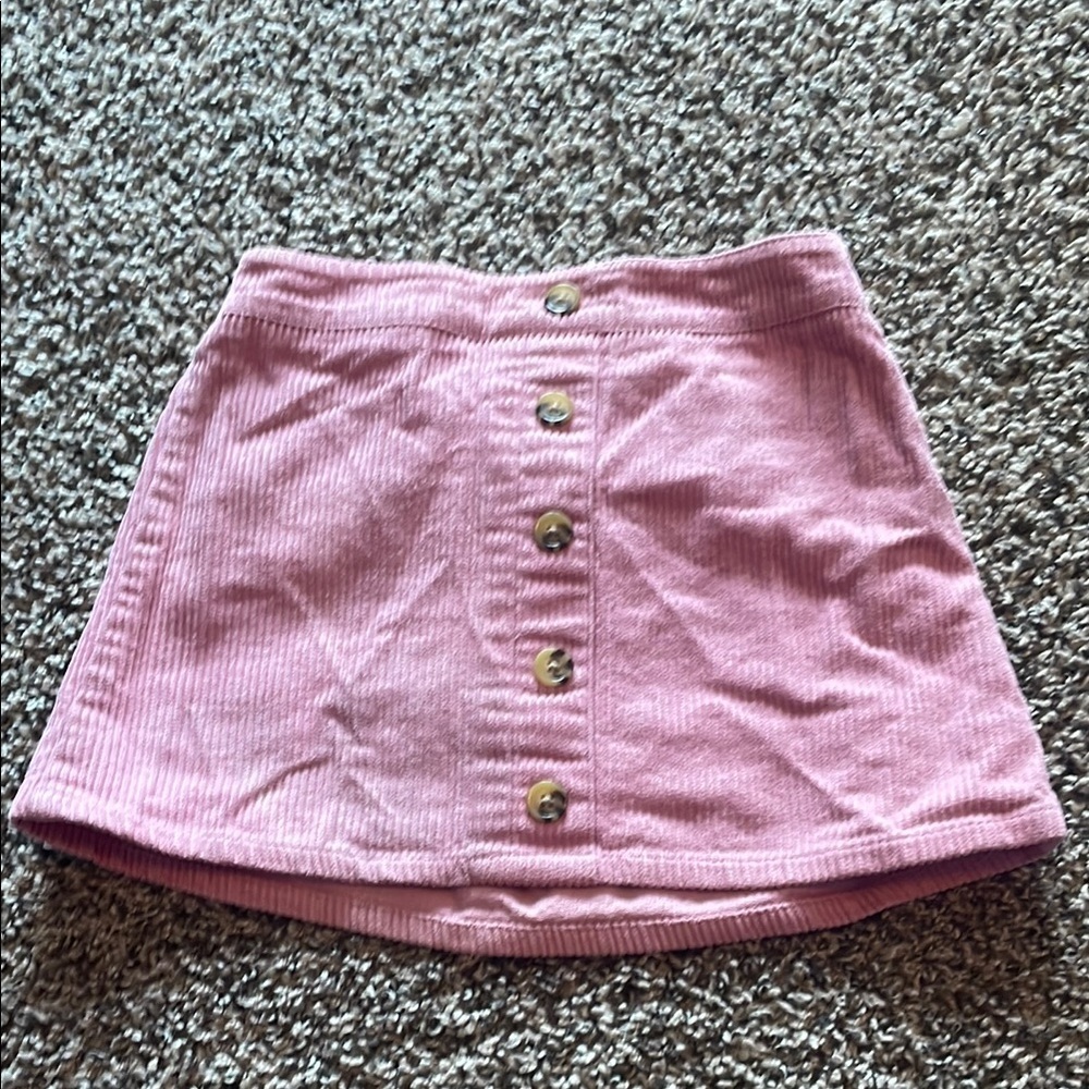 Stylish Pink Corduroy Design Button-Up Kids Skirt